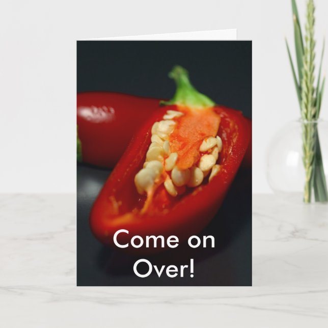 Chilipeppar, kom på över! kort (Framsida)