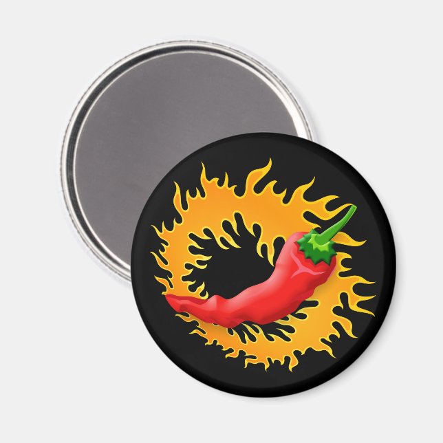Chilipeppar med flammagnet magnet (Front/Back)