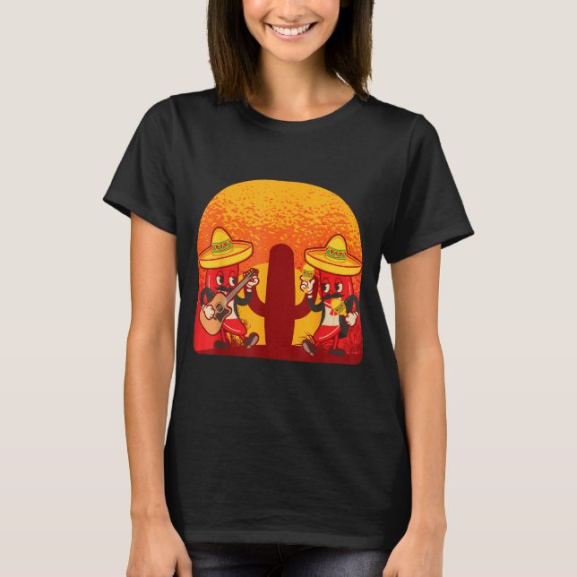 Chilippepar mariachiorkester röda chilifrukter kry t shirt (Framsida)