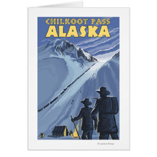 Chilkoot Pass, Alaska Guld Miners Hälsningskort