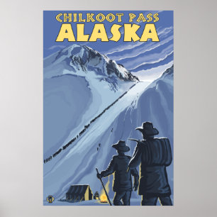 Chilkoot Pass, Alaska Guld Miners Poster