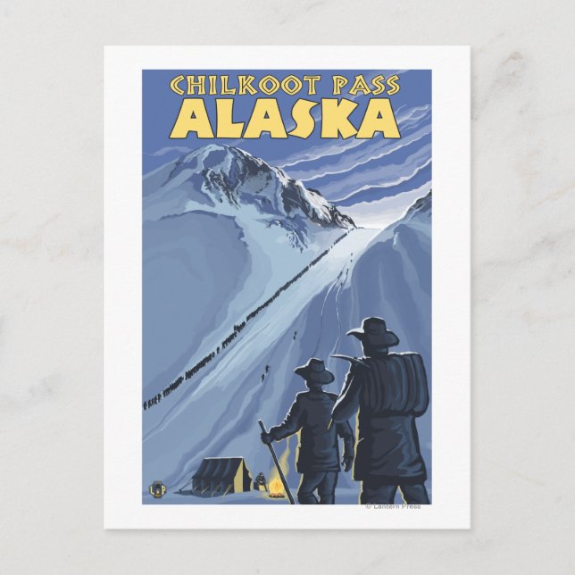 Chilkoot Pass, Alaska Guld Miners Vykort (Framsida)