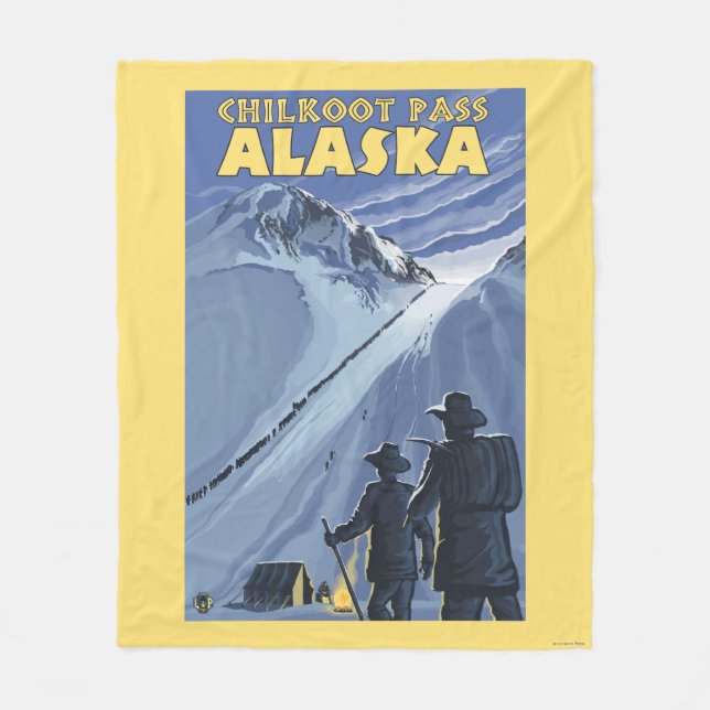 Chilkoot passerar, Alaska guldgruvarbetare Fleecefilt (Framsidan)
