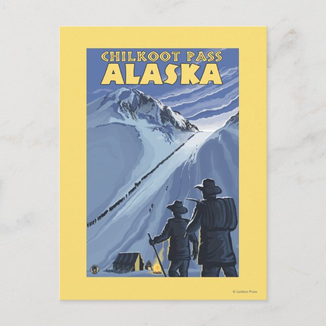 Chilkoot passerar, Alaska guldgruvarbetare Vykort (Framsida)