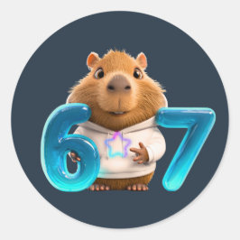 Chill 67 Capybara Round Sticker  –Midnight Edition Runt Klistermärke