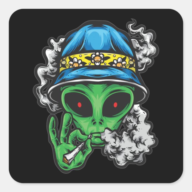 Chill Alien Fyrkantigt Klistermärke (Framsida)