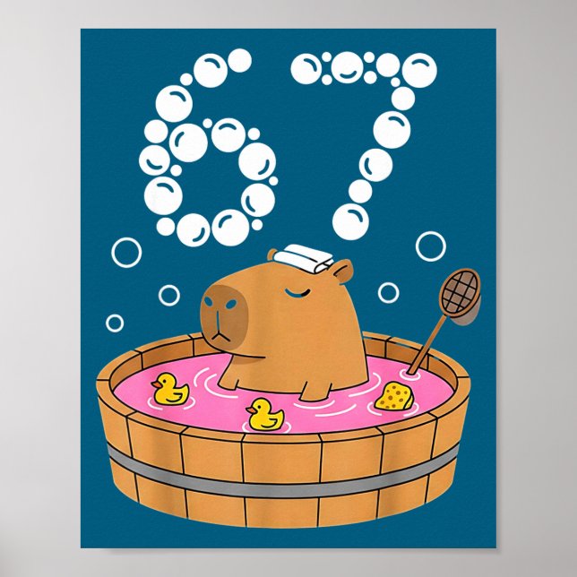 Chill Bath Tub Capybara Sauna 67 Relaxed Animal Fu Poster (Framsidan)
