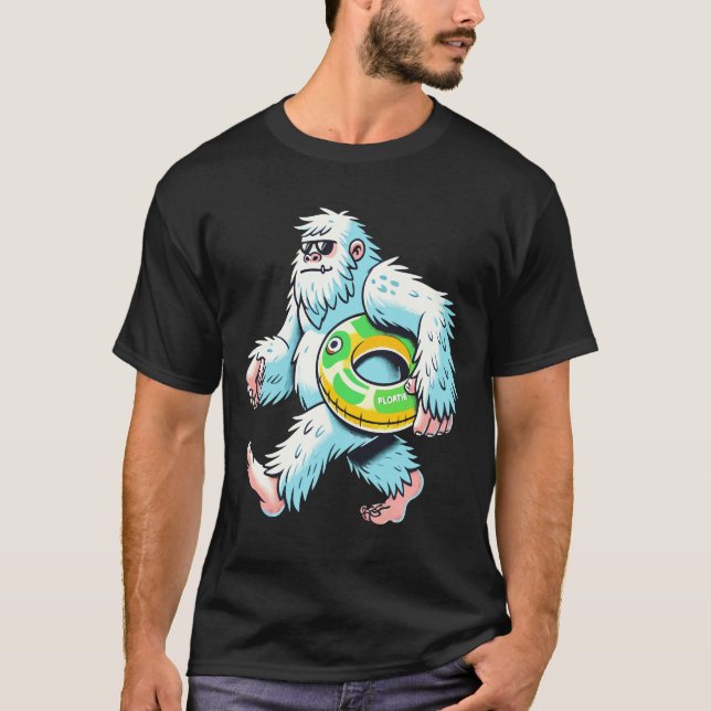 Chill Bigfoot: Summer Yeti with Floatie Design T Shirt (Framsida)
