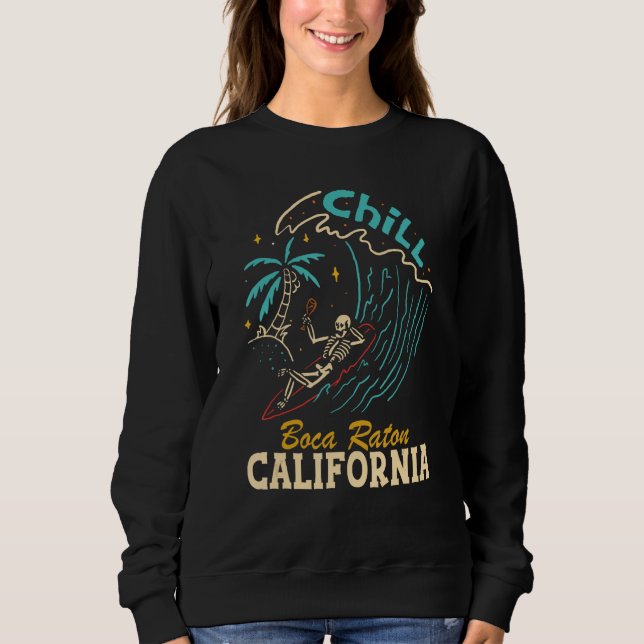 Chill Boca Raton California Skeleton Beach T Shirt (Framsida)