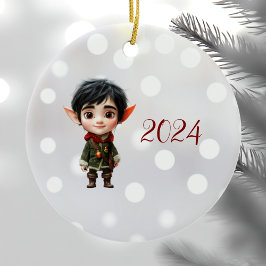 Chill Boy jul Elf Ceramic Ornament