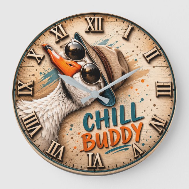 Chill Buddy Funny Goose  Stor Klocka (Framsida)