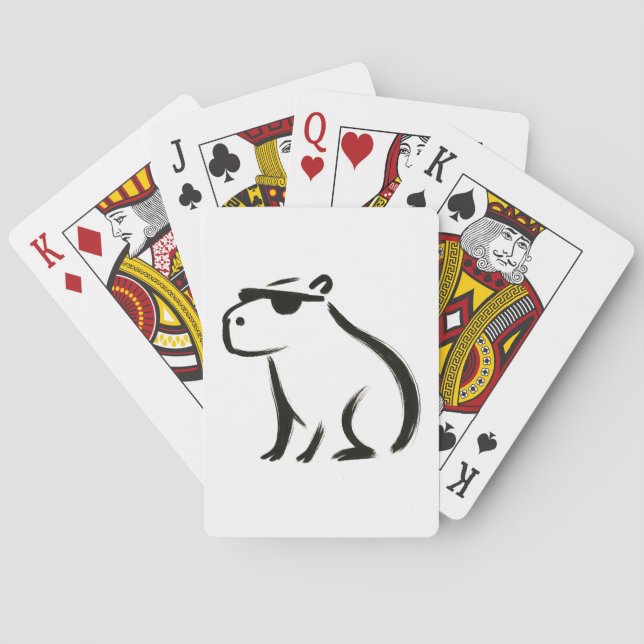 Chill Capybara - Bläck-penseldesign på Casinokort (Baksidan)