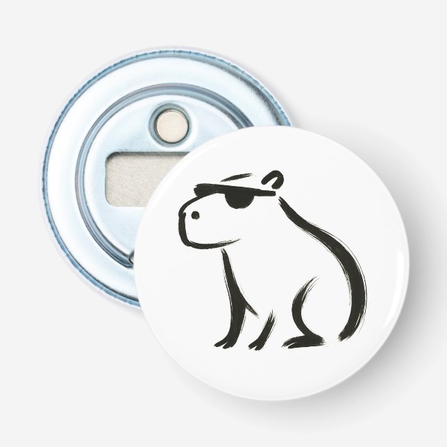Chill Capybara - Bläck-penseldesign på Flasköppnare (Framsidan)