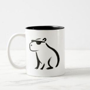 Chill Capybara - Bläck-penseldesign på Två-Tonad Mugg