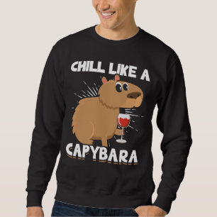 Chill Capybara Cute Animal Älskare Lång Ärmad Tröja
