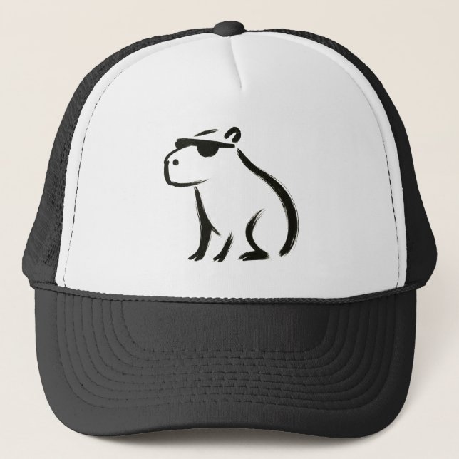 Chill Capybara – Ink Brush Design Tote Bag Keps (Framsida)