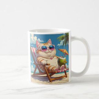 Chill Cat på Beach - Funny Vacation Mugg