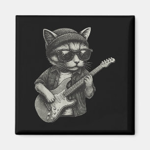 Chill Cat Pay Guitar Rock musik Funny Animal T Magnet