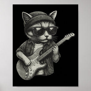 Chill Cat Pay Guitar Rock musik Funny Animal T Poster