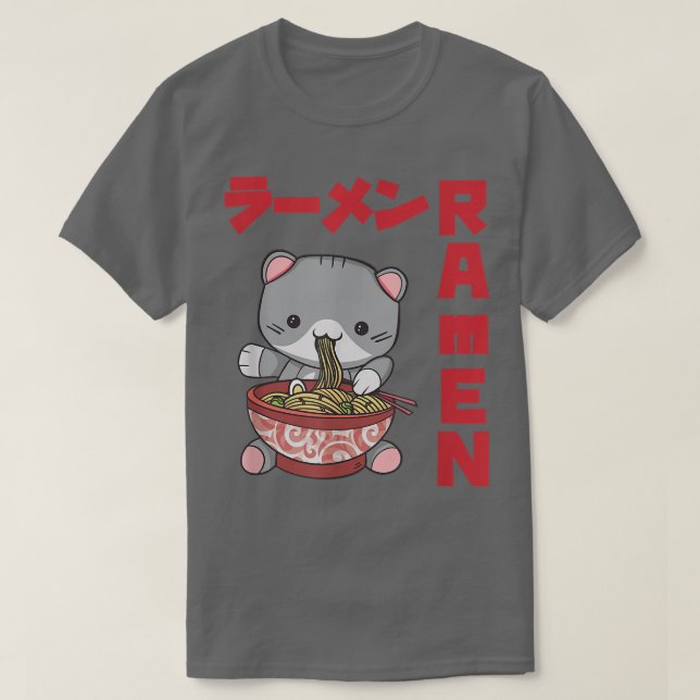 Chill Cat Ramen Anime Noodles Kawaii Japansk markn T Shirt (Design framsida)