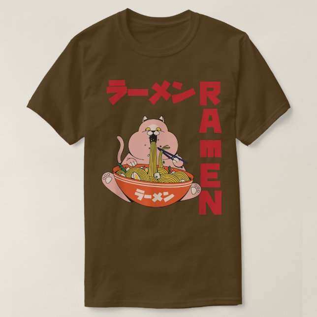 Chill Cat Ramen Anime Noodles Kawaii Japansk markn T Shirt (Design framsida)