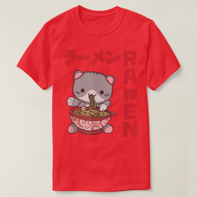 Chill Cat Ramen Anime Noodles Kawaii Japansk markn T Shirt (Design framsida)
