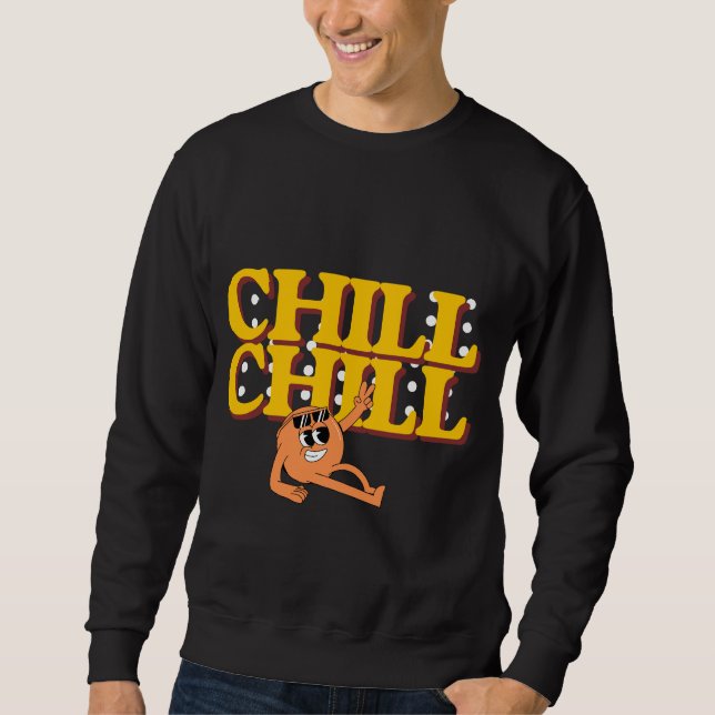 Chill Chill Retro Tecknad Karaktär Tröja Lång Ärmad Tröja (Framsida)