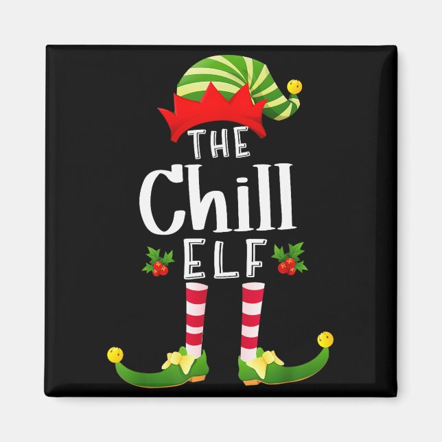 Chill Christmas Elf Matching Pajama X-mas Party  Magnet (Framsidan)