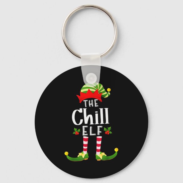 Chill Christmas Elf Matching Pajama X-mas Party  Nyckelring (Framsida)