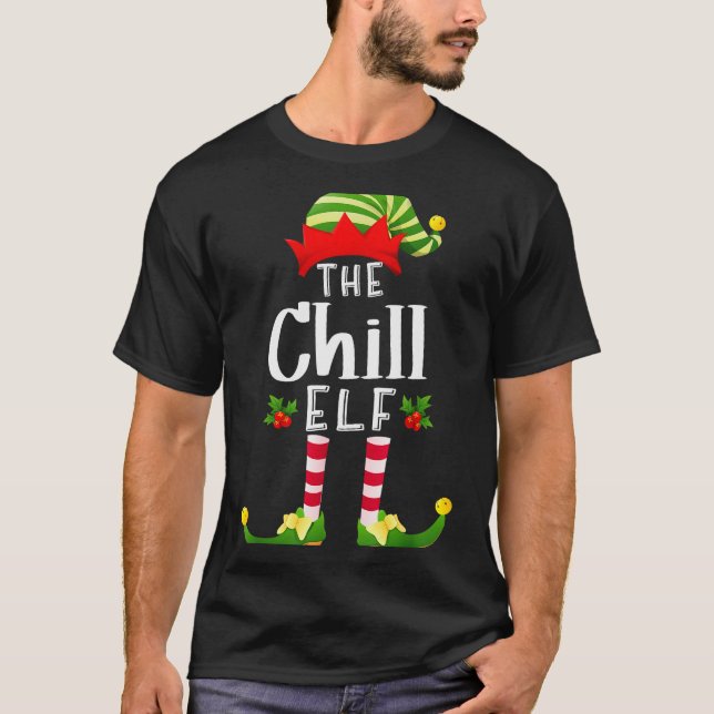 Chill Christmas Elf Matching Pajama X-mas Party  T Shirt (Framsida)