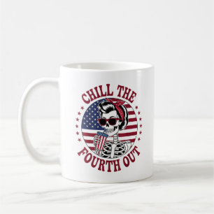 Chill den fjärde utvändiga skeleton 4 juli kaffemugg
