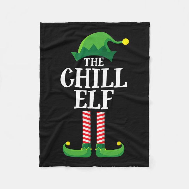 Chill Elf Matching Family Group jul Party Fleecefilt (Framsidan)