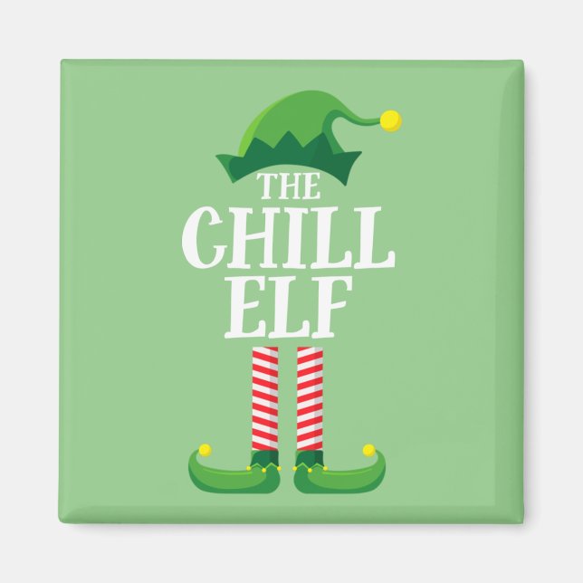 Chill Elf Matching Family Group jul Party Magnet (Framsidan)