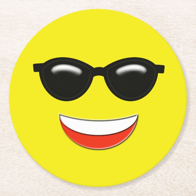 Chill Emoji Underlägg Papper Rund (Framsidan)