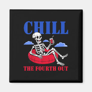 Chill fjärde utsidan Skeleton Usa Patriotic 4:e av Magnet