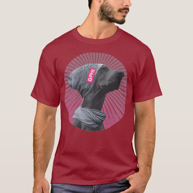 Chill Funny Pensive Hipster Hund Shock rosa T Shirt (Framsida)