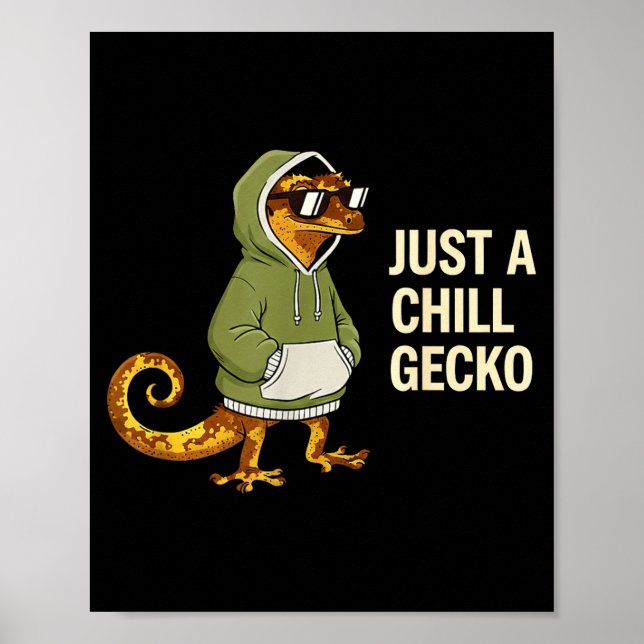 Chill Gecko Solglasögon Grafisk Ödla Illustration Poster (Framsidan)