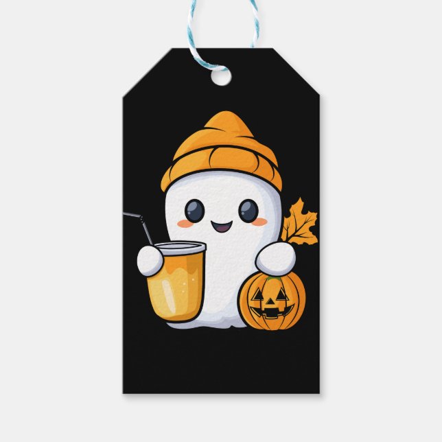 Chill Ghost Warm Coffee Mysigt Fall Presentetikett (Framsidan)