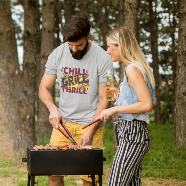 CHILL, GRILL, THRILL SOMMER BARBEQUE T SHIRT (Skapare uppladdad)