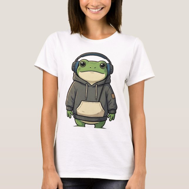 Chill Groda Hörlurar Aesthetic T-shirt (Framsida)