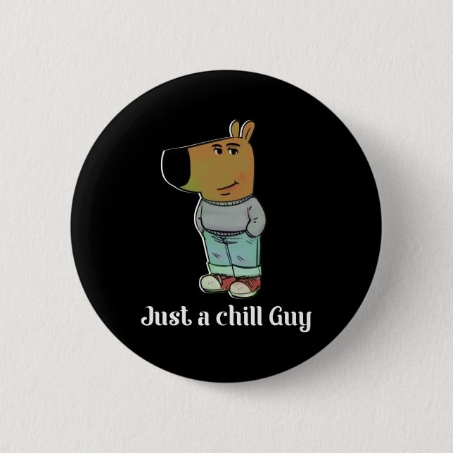 Chill Guy Hund T-shirt Rolig Chill Guy Meme  Knapp (Framsida)