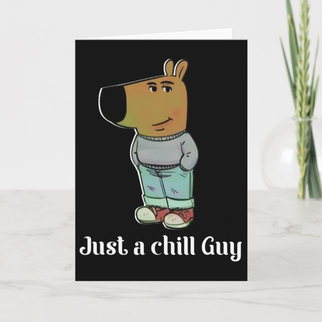 Chill Guy Hund T-shirt Rolig Chill Guy Meme  Kort (Framsida)