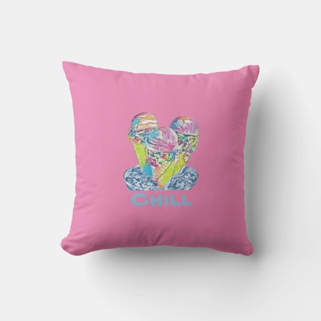 Chill Ice cream Throw Pillow Kudde (Framsida)