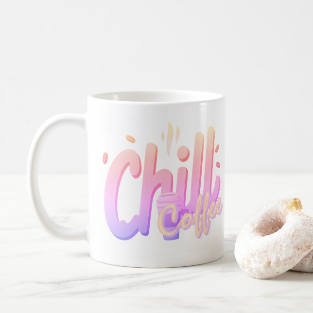 Chill Kaffe Typografi Minimal Kaffeälskare Kaffemugg (Med munk)