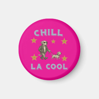 Chill La Cool – Chien à Lunettes Promenant ami !! Magnet