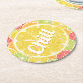 Chill Lemon Citrus Slices Underlägg Papper Rund