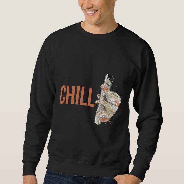 Chill Little Sloth Sketch Lång Ärmad Tröja (Framsida)