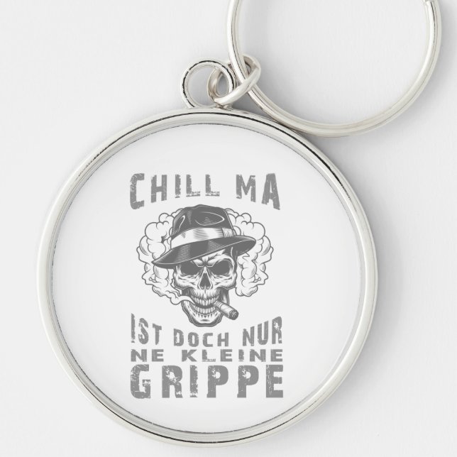 Chill ma Corona Rund Silverfärgad Nyckelring (Framsidan)