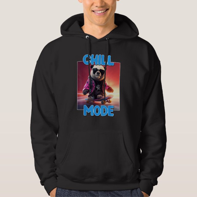 Chill Mode Panda Bear Animal  Cute Panda Hoodie (Framsida)