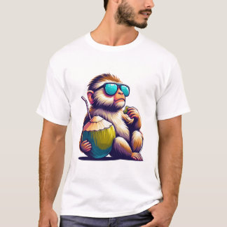 "Chill Monkey with Coconut - Tropical Relaxation" T Shirt